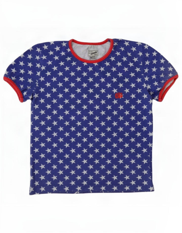Tricou cu model abstract pentru femei Gas UK 14 Bumbac albastru mediu