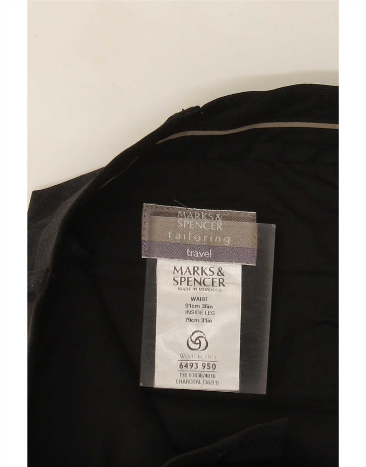 Marks & Spencer Pantaloni de costum croiți pentru bărbați L36 L31 poliester gri