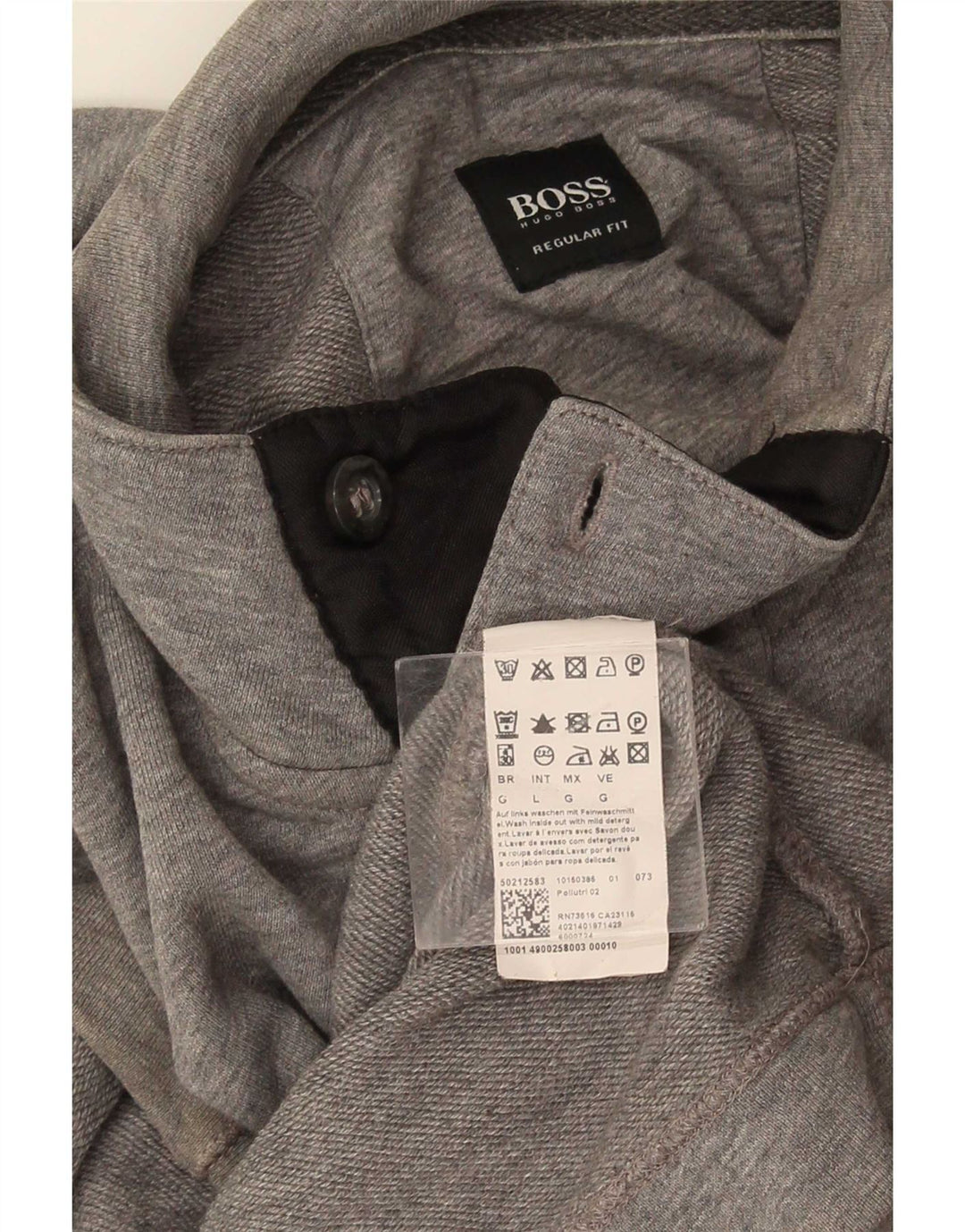 Hanorac pentru bărbați Hugo Boss, cu gât cu nasturi, pulover mare, gri, bumbac