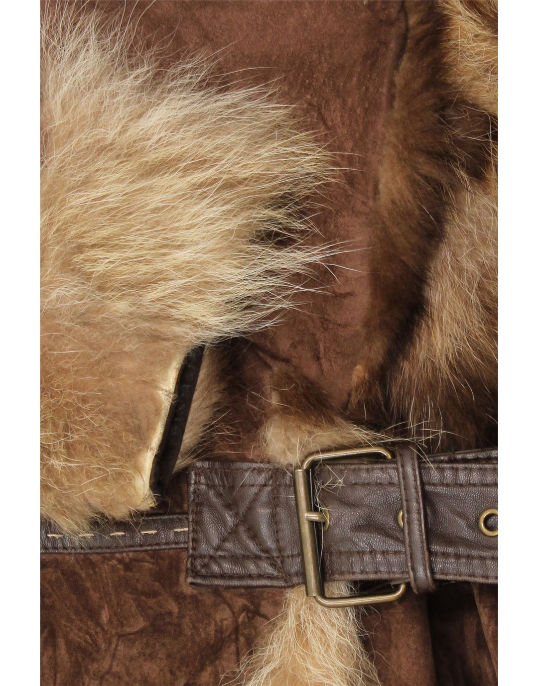 Rene Derhy Pardesiu din piele intoarsa pentru femei UK 14, maro mediu, piele