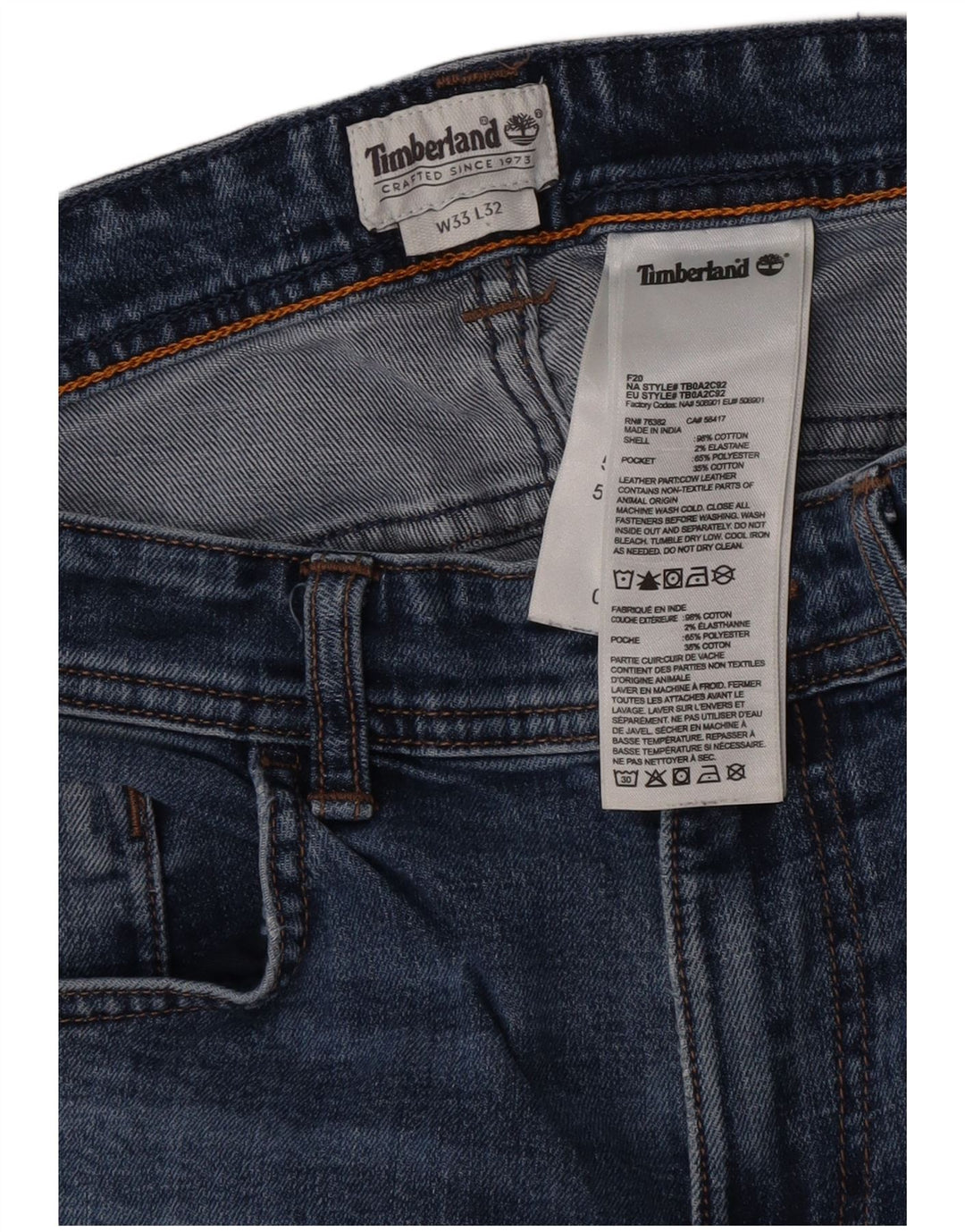 Blugi slim pentru bărbați Timberland W33 L32 Bumbac albastru