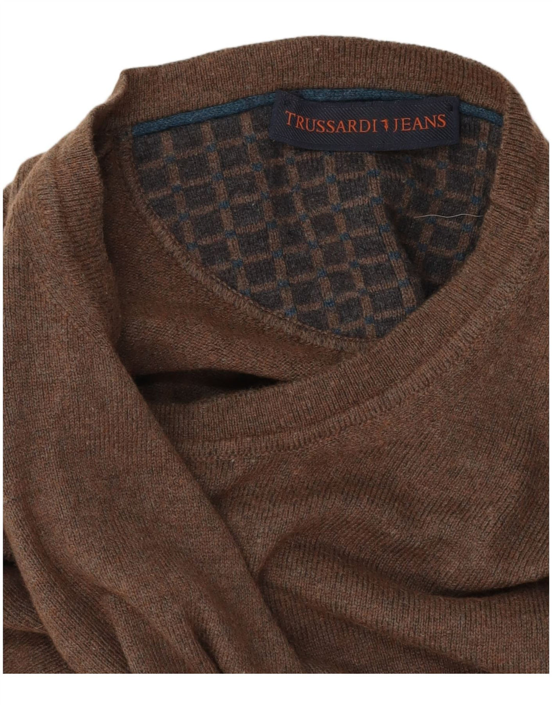 Pulover Trussardi Jeans pentru bărbați, cu gât crew, maro mediu