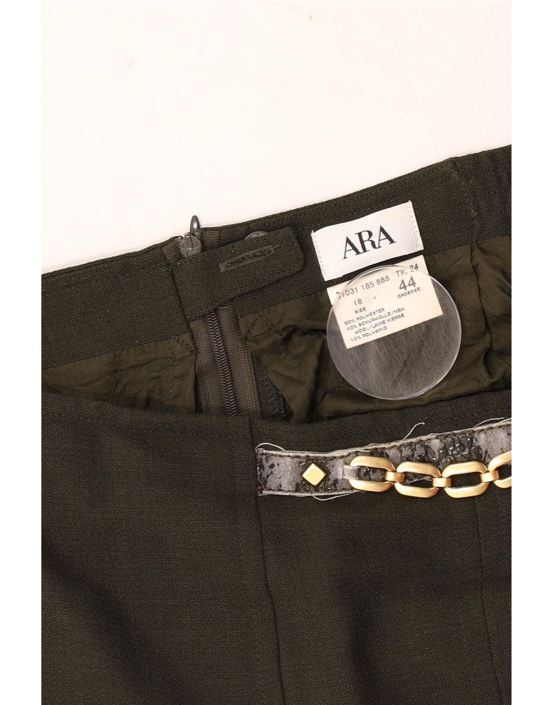 Fusta dreaptă pentru femei ARA UK 18 XL W34 Kaki Poliester