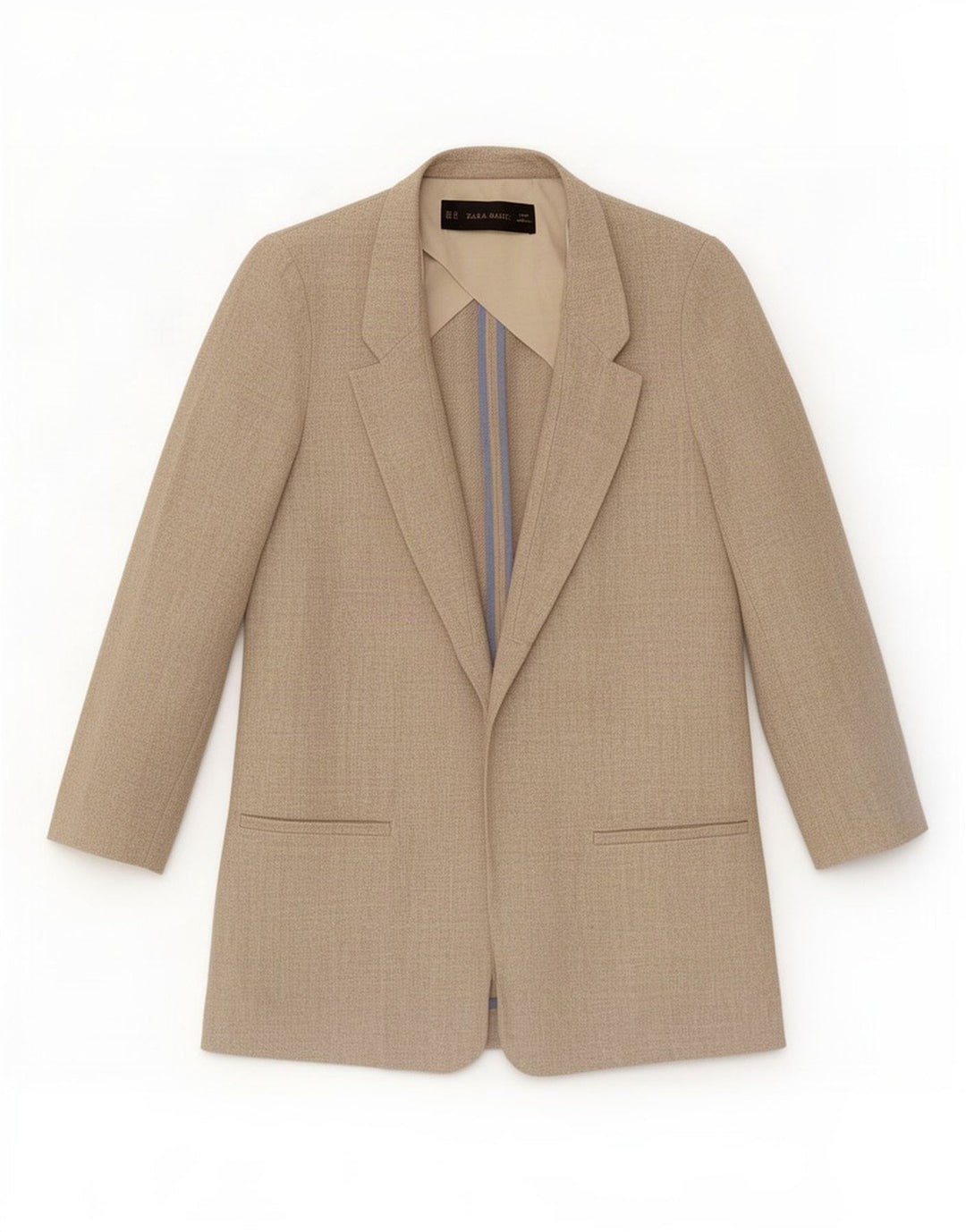 Jachetă blazer deschisă supradimensionată pentru femei Zara UK 6 XS in bej