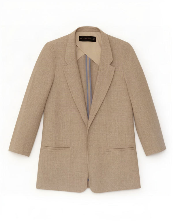 Jachetă blazer deschisă supradimensionată pentru femei Zara UK 6 XS in bej