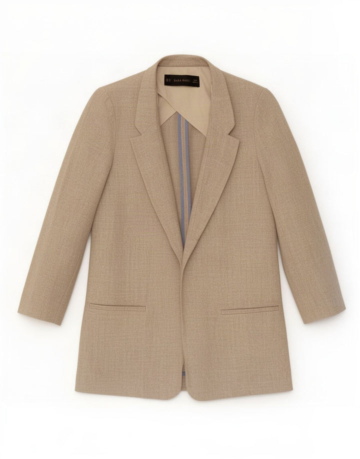 Jachetă blazer deschisă supradimensionată pentru femei Zara UK 6 XS in bej