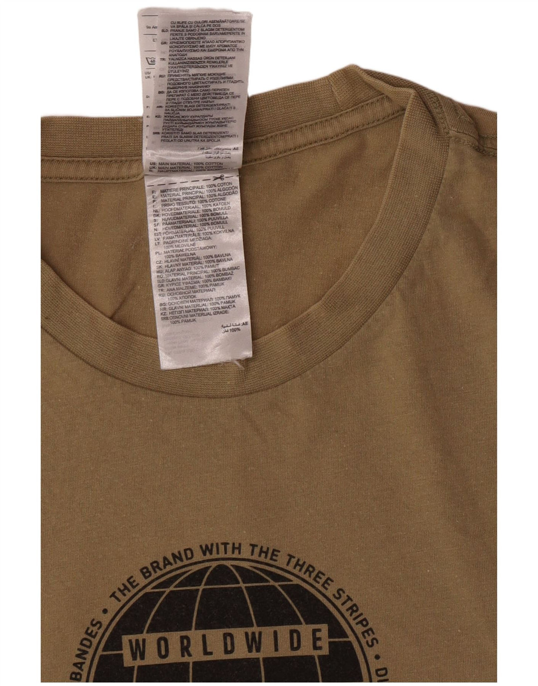 Tricou cu grafică obișnuită Adidas pentru bărbați Top mic din bumbac kaki