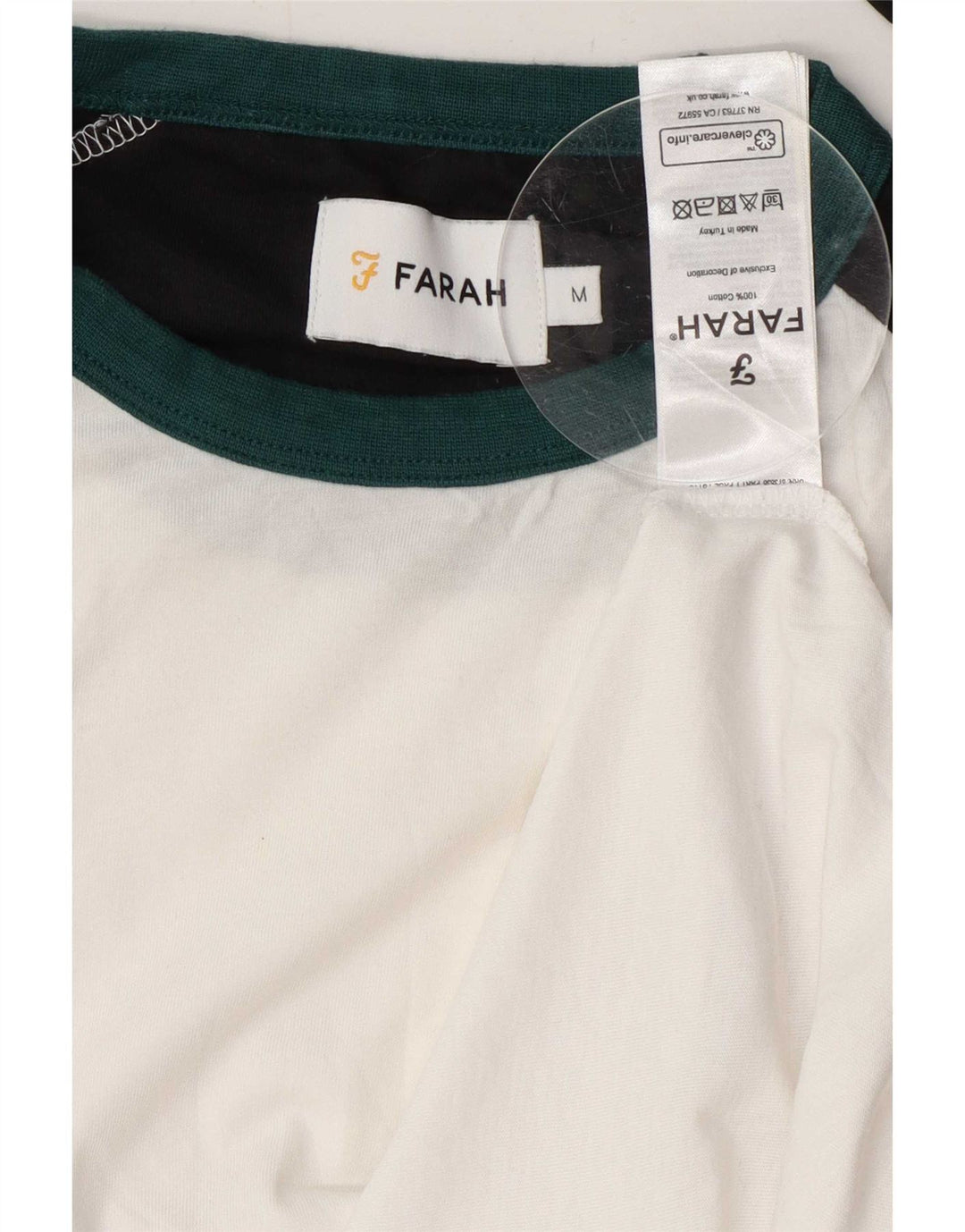 Top pentru bărbați Farah cu mânecă lungă, alb mediu, bumbac color bloc
