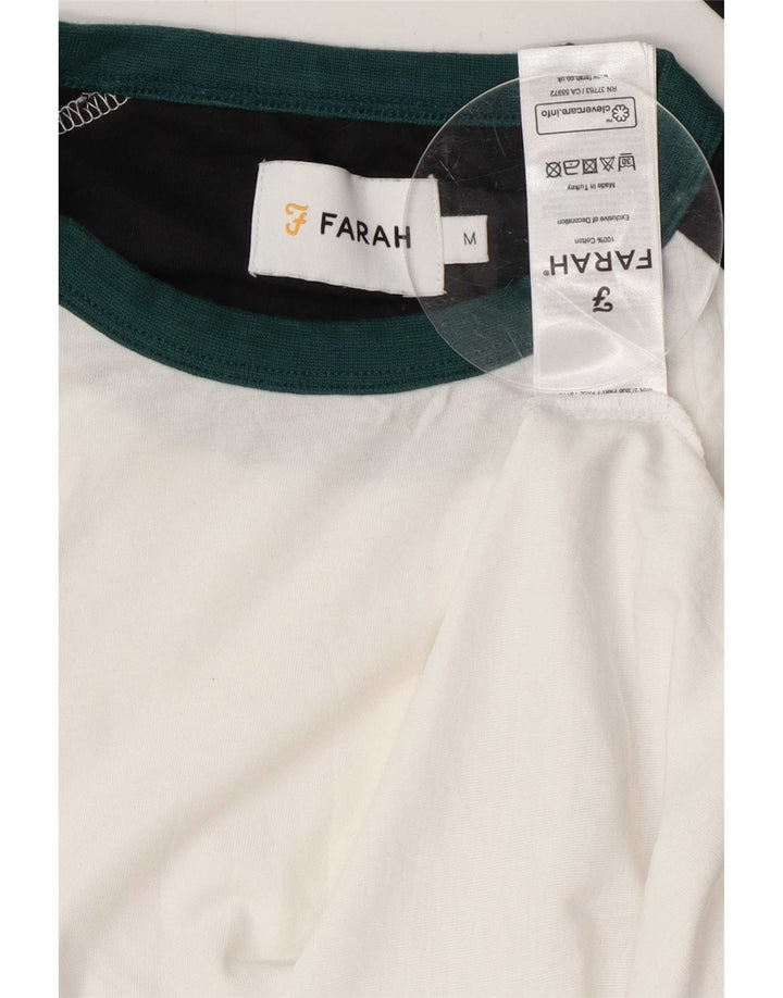 Top pentru bărbați Farah cu mânecă lungă, alb mediu, bumbac color bloc