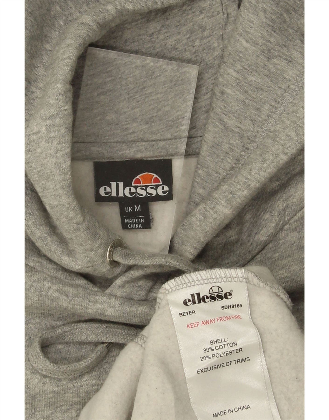 ELLESSE Mens Graphic Hoodie Jumper Medium Grey Cotton Vintage Ellesse and Second-Hand Ellesse from Messina Hembry 