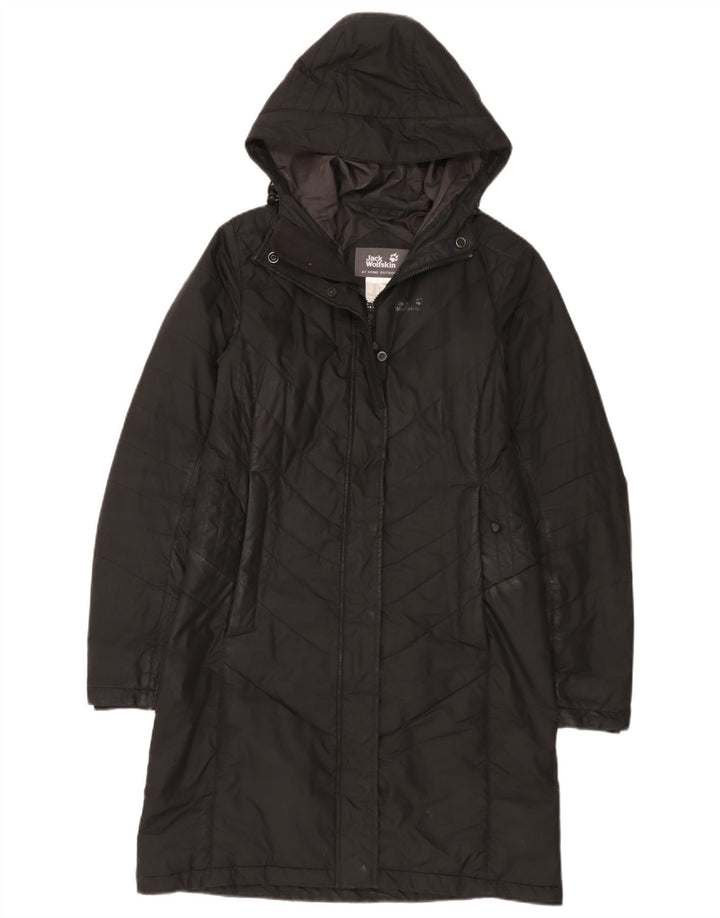 Jack Wolfskin Jachetă căptușită cu glugă pentru femei UK 10 Poliester negru mic