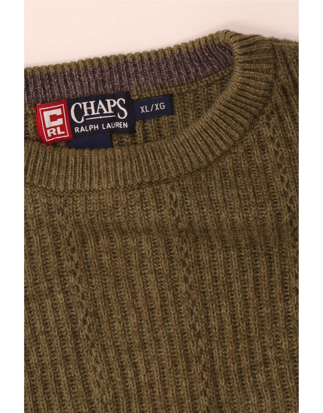Pulover Chaps pentru bărbați, cu gât roșu, XL, kaki