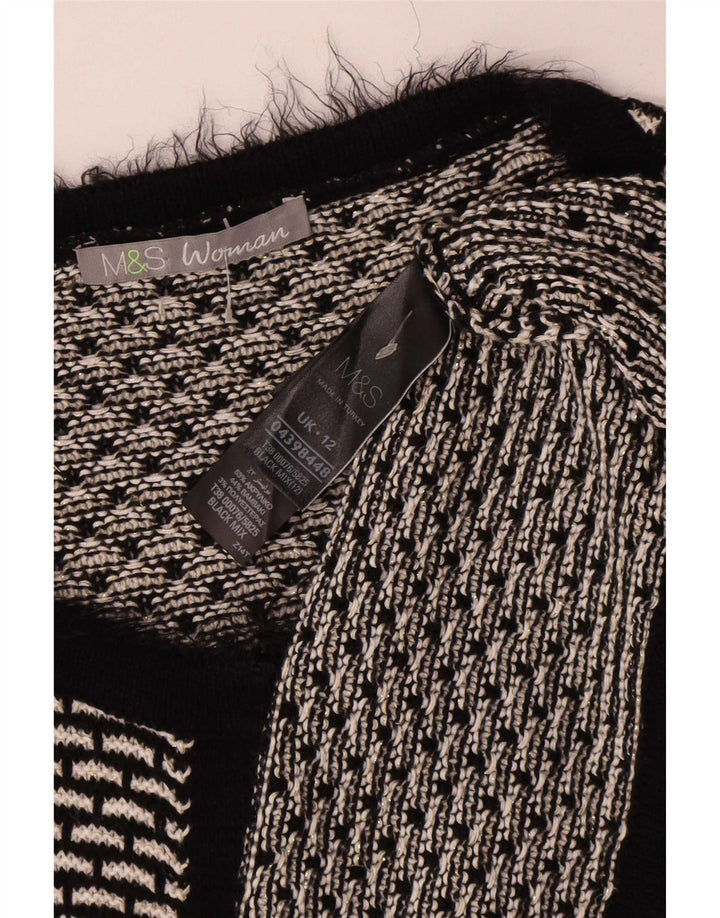 Pulover cardigan pentru femei Marks & Spencer UK 12 Medium Negru Geometric