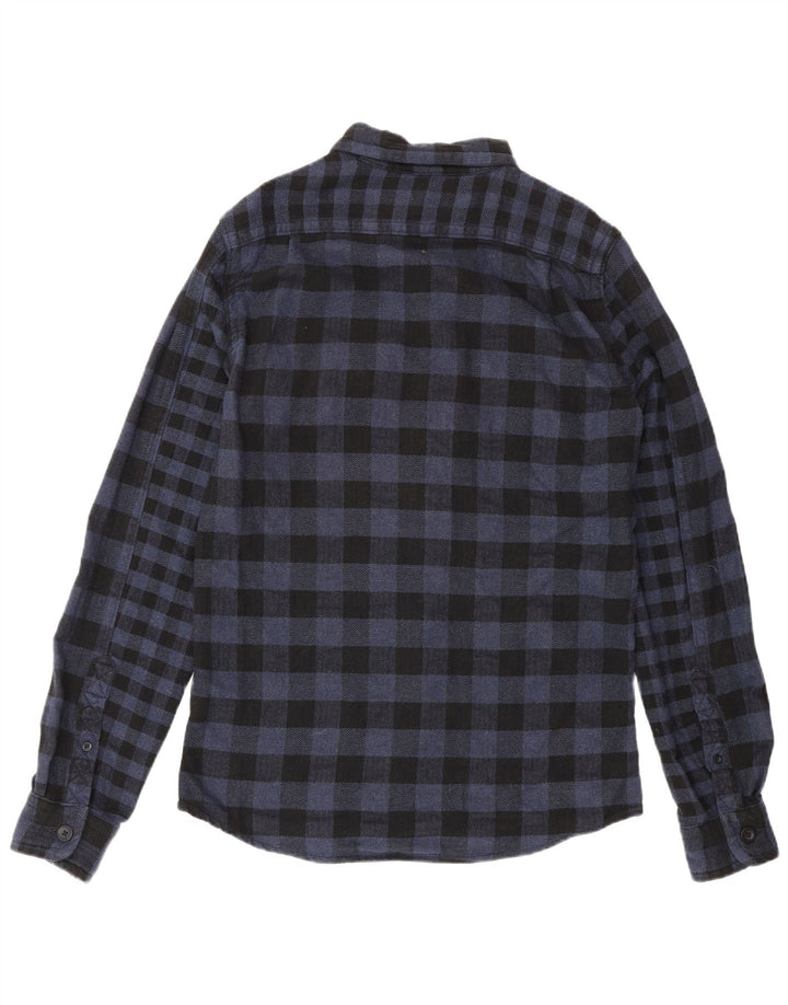 Cămașă de flanel pentru bărbați Superdry, din bumbac cu carouri, albastru bleumarin