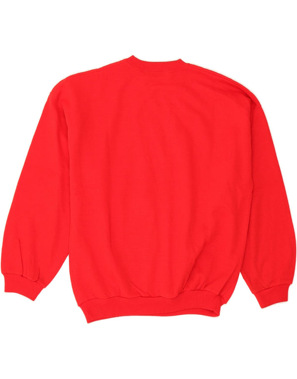 VINTAGE Pulover cu gât roșu pentru femei UK 14 Medium Red Floral Acrilic