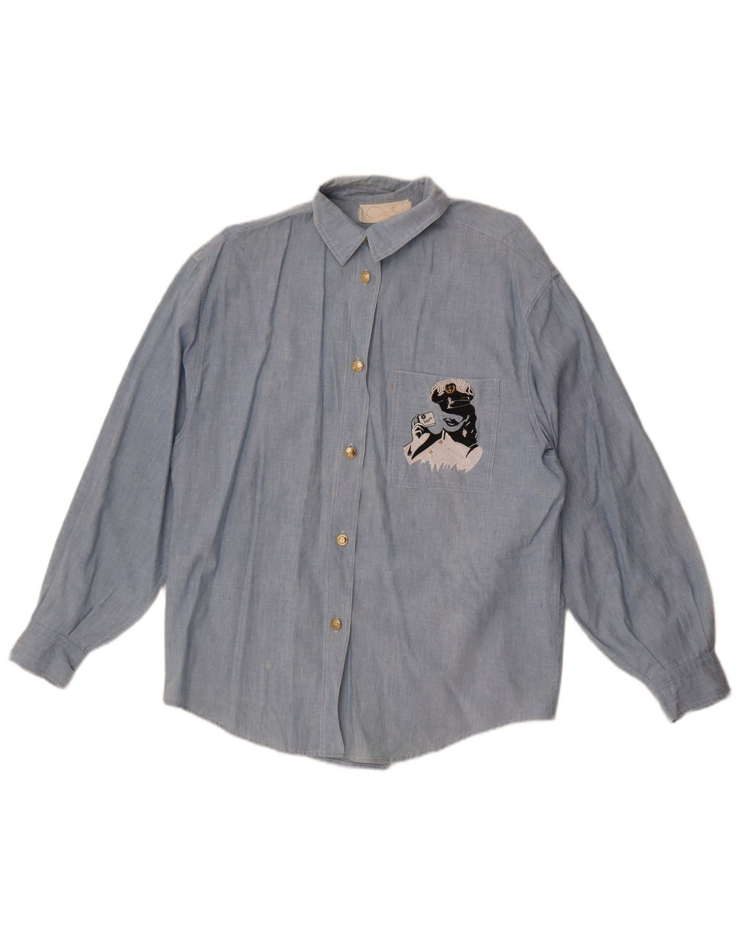 Cămașă cu grafică vintage pentru femei UK 18 XL Albastru