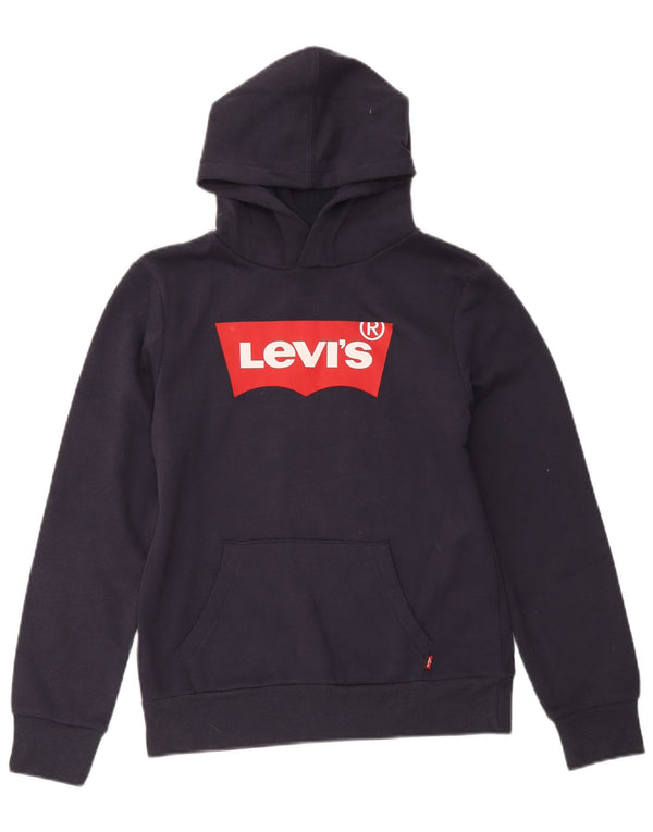 Pulover cu capota cu grafic Levi's pentru baieti 13-14 ani, bumbac, albastru bleumarin