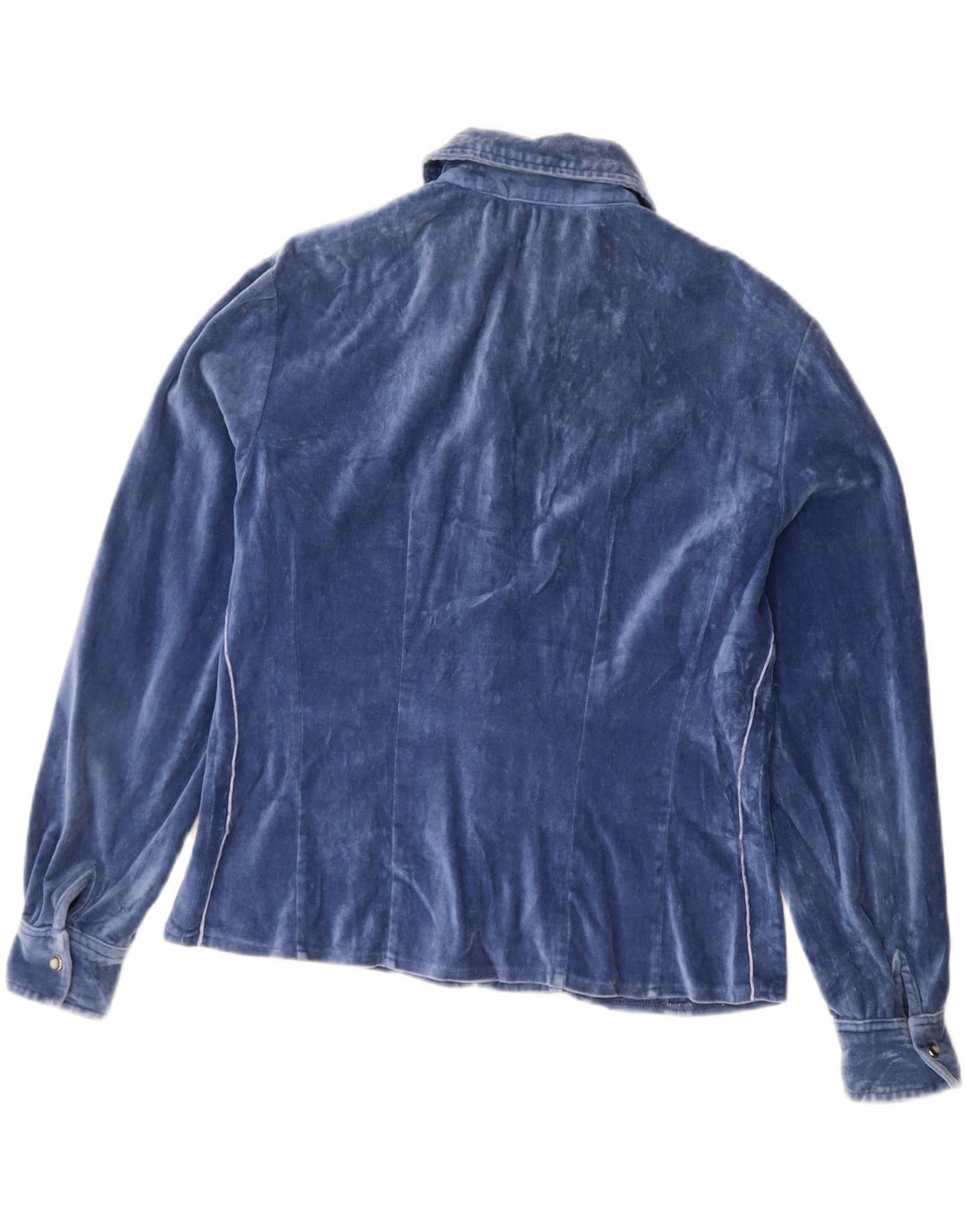 Cămașă de catifea pentru femei VINTAGE UK 14 Medium Blue