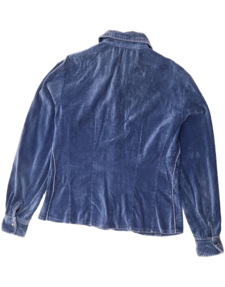Cămașă de catifea pentru femei VINTAGE UK 14 Medium Blue