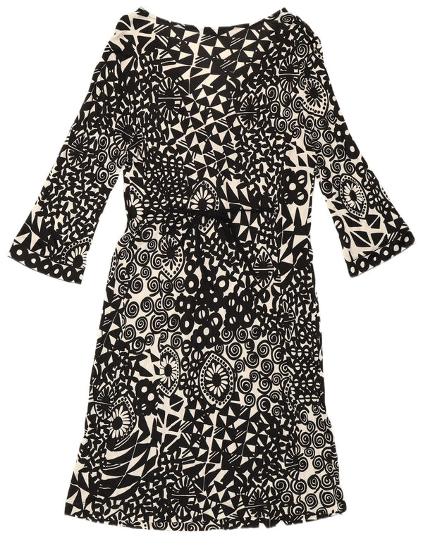 Rochie A-Line pentru femei Marella cu mâneci 3/4 UK 12 Medium Negru Geometric