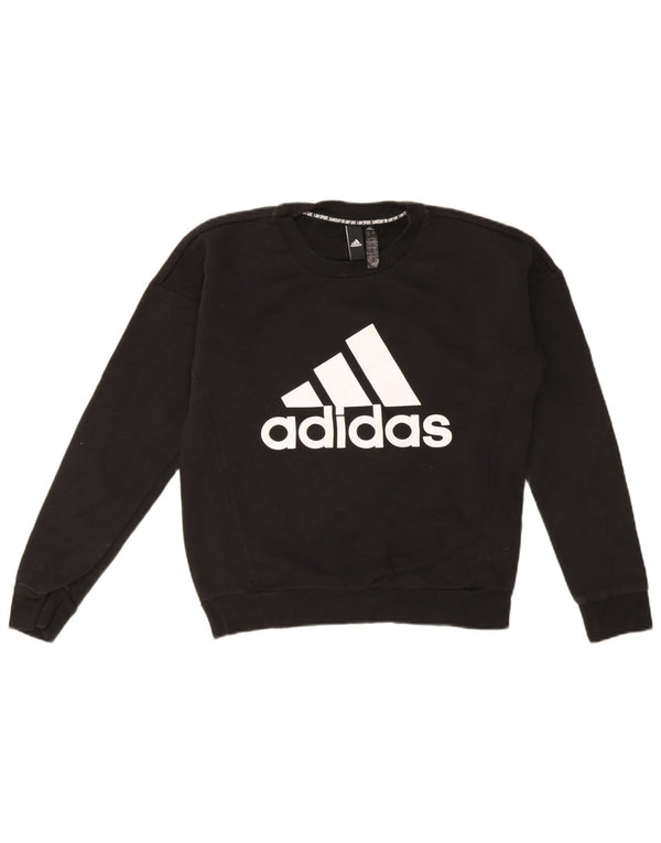 Adidas Womens Graphic Oversized Sweatshirt Jumper UK 4/6 XS Black Cotton