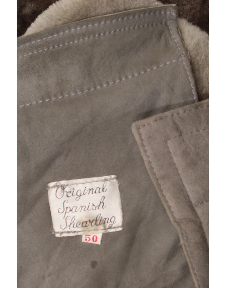 Jachetă din shearling vintage pentru bărbați EU 50 mare, gri din shearling
