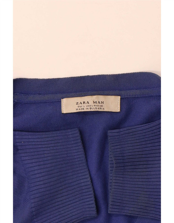Pulover cardigan pentru bărbați Zara, mare, albastru