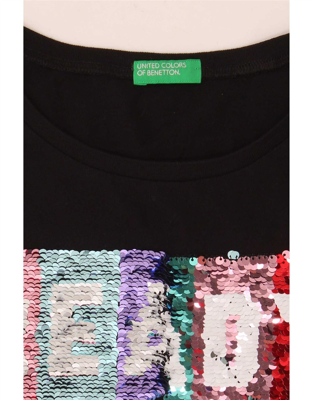 Tricou grafic Benetton pentru femei Top UK 10 Small Black