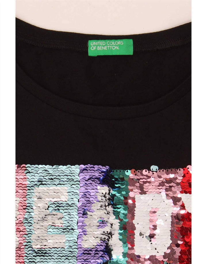 Tricou grafic Benetton pentru femei Top UK 10 Small Black
