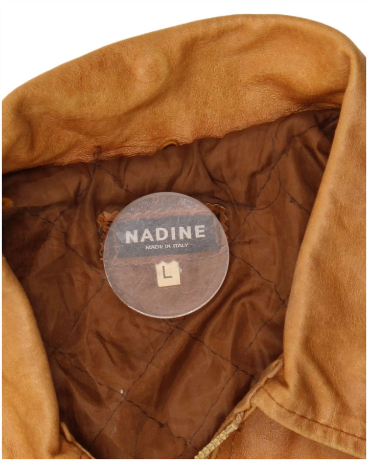 Jachetă de piele pentru bărbați Nadine UK 40, mare, maro, din piele
