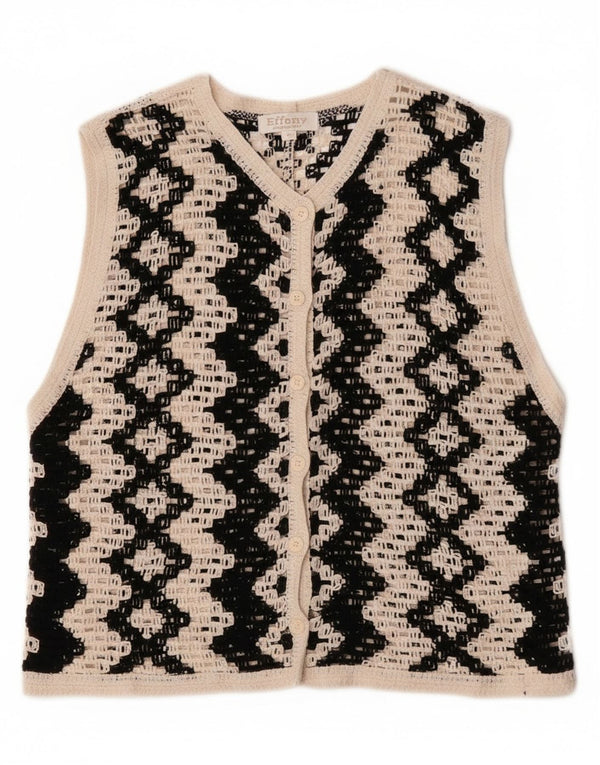 Pulover vintage cardigan fără mâneci pentru femei UK 14 Medium Off White