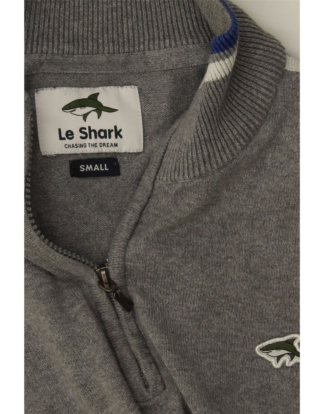 VINTAGE Mens Zip Neck Jumper Sweater Small Grey Cotton Vintage Vintage and Second-Hand Vintage from Messina Hembry 