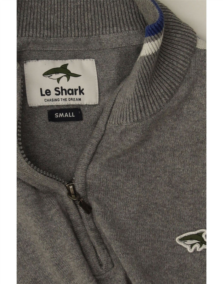 VINTAGE Mens Zip Neck Jumper Sweater Small Grey Cotton Vintage Vintage and Second-Hand Vintage from Messina Hembry 