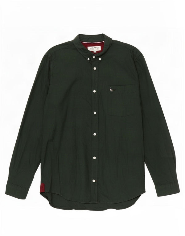 Cămașă Jack Wills pentru bărbați, slim fit, bumbac verde XL