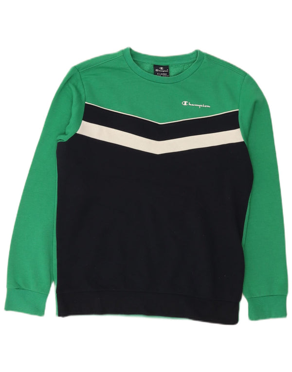 Pulover pentru băieți Champion Pulover 13-14 ani XL Verde Colorblock