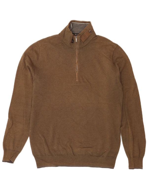 Pulover Massimo Dutti pentru bărbați, cu fermoar și gât, kaki mediu