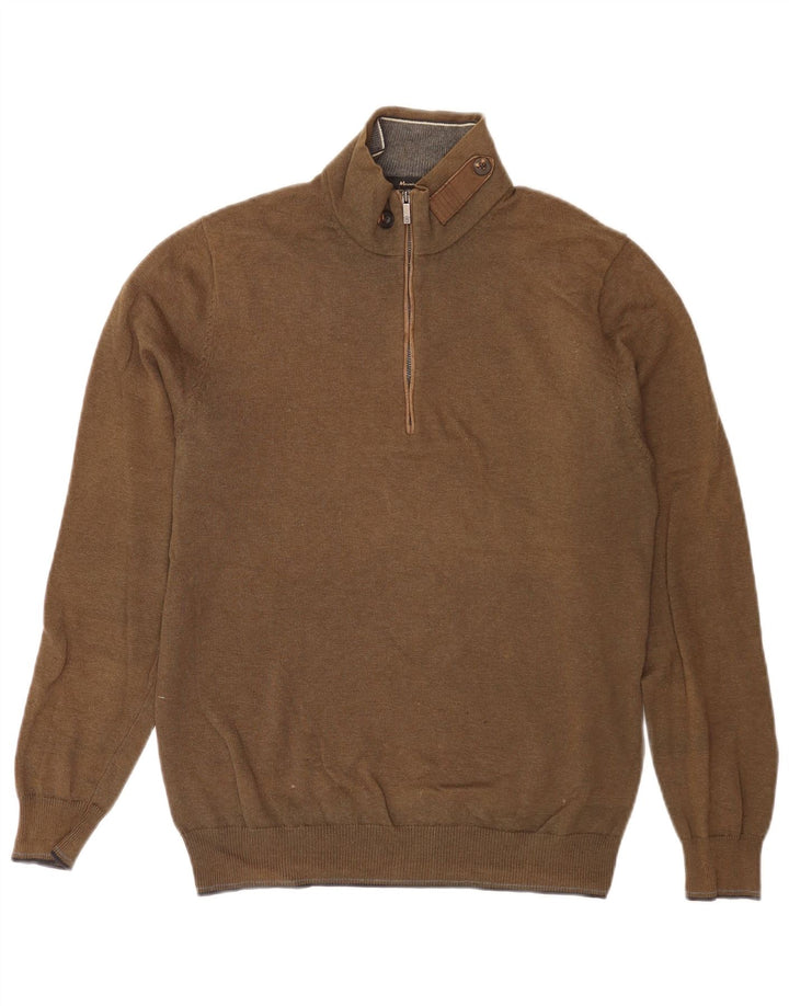 Pulover Massimo Dutti pentru bărbați, cu fermoar și gât, kaki mediu