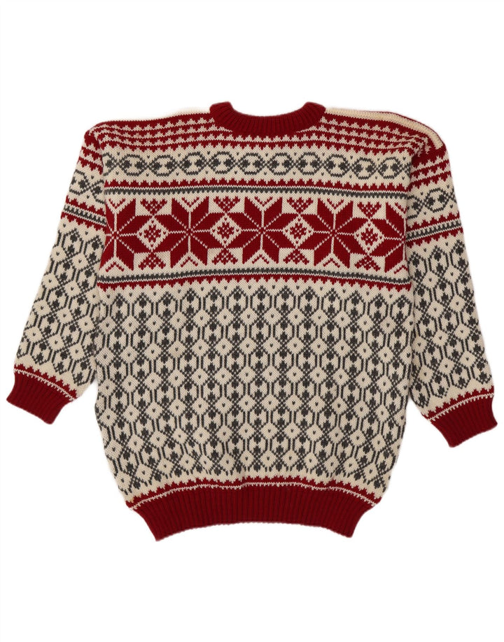 Pulover Voss pentru bărbați, unisex, cu decolteu, mediu, alb deschis, Fair Isle