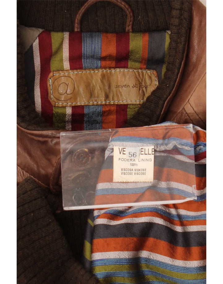 Geacă de piele vintage pentru bărbați IT 50 mare maro