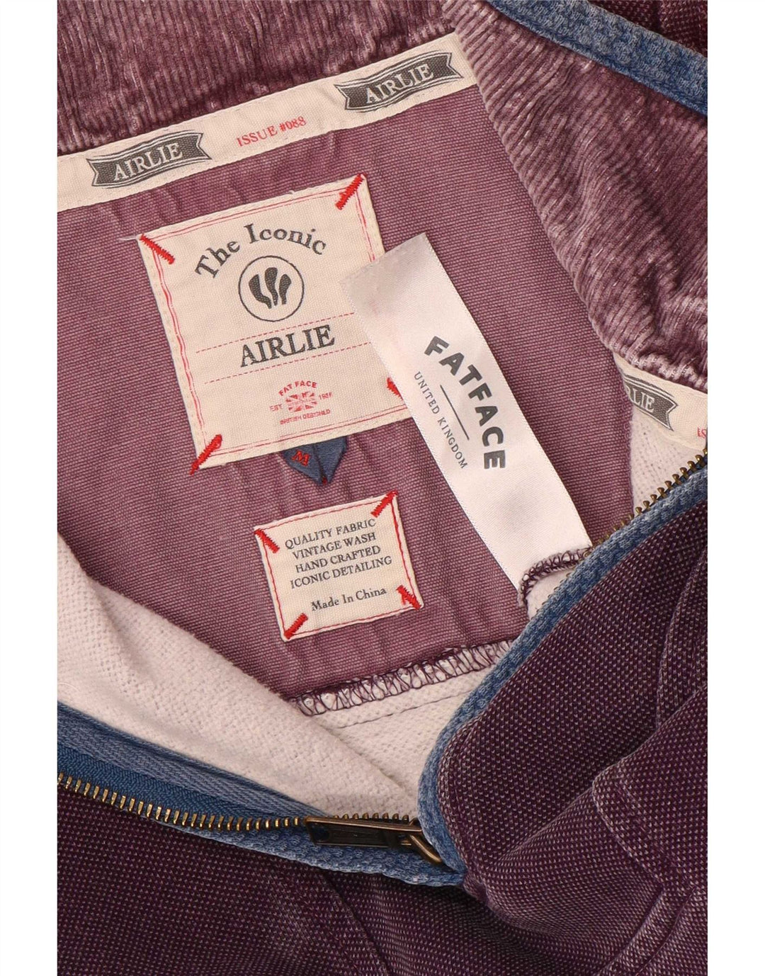 Hanorac pentru bărbați Fat Face, cu fermoar și gât, Jumper Bumbac violet mediu