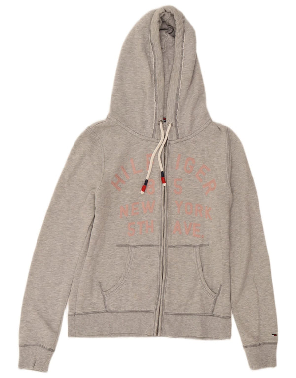 Pulover Tommy Hilfiger pentru damă, cu fermoar și cu capota, UK 12 Medium Gri Pete