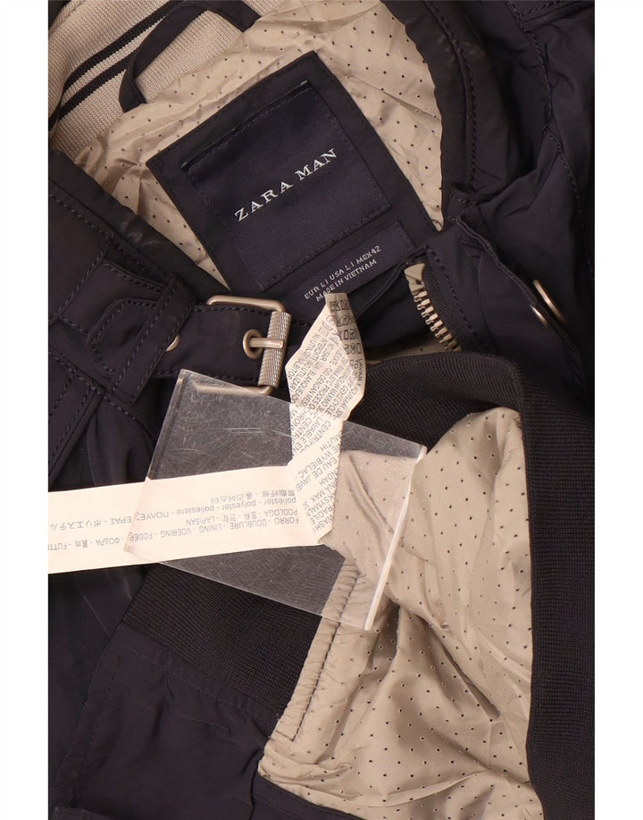 Bomber pentru bărbați Zara UK 40 mare, albastru, poliester