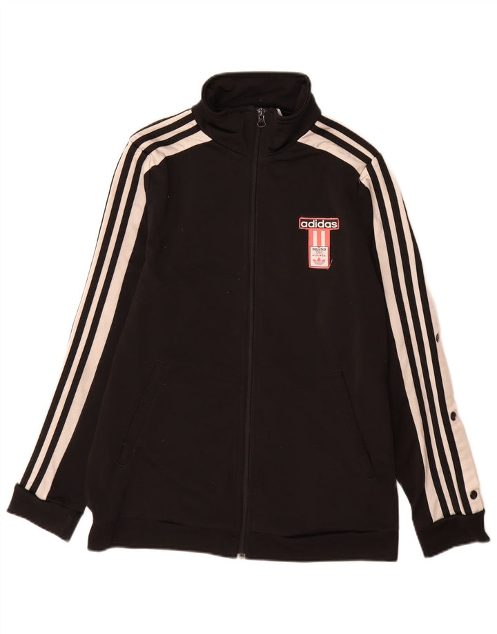 Jachetă de top pentru trening Adidas pentru femei UK 14 Medium Black Colorblock Poliester
