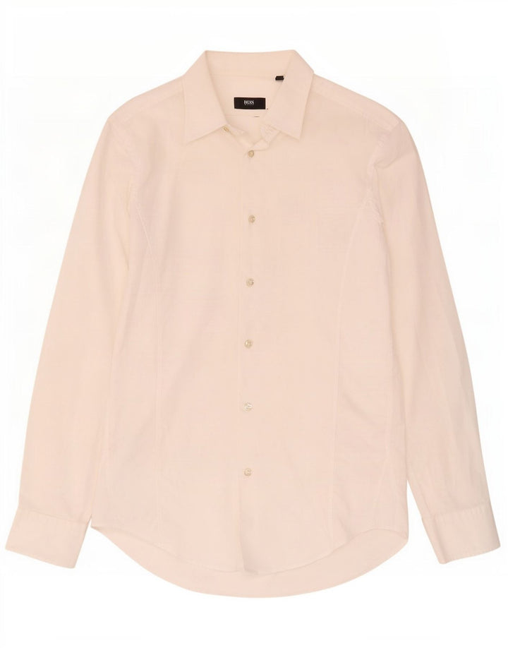 Cămașă pentru bărbați Hugo Boss Stretch Slim Fit Mărimea 38 15 Bumbac alb mediu