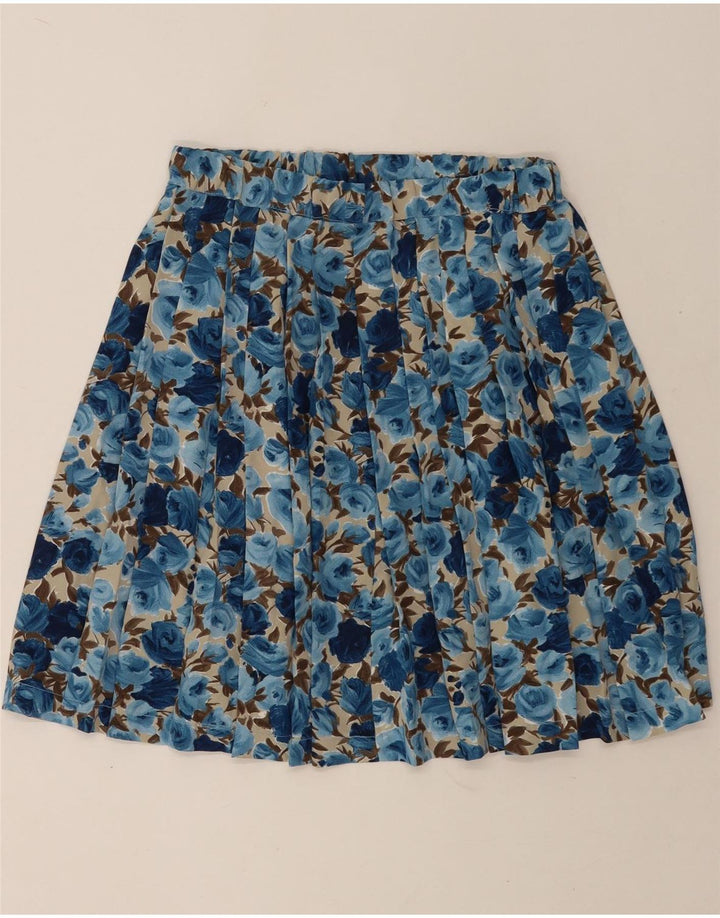 Fusta plisată Vintage pentru femei W28 Medium Blue Floral