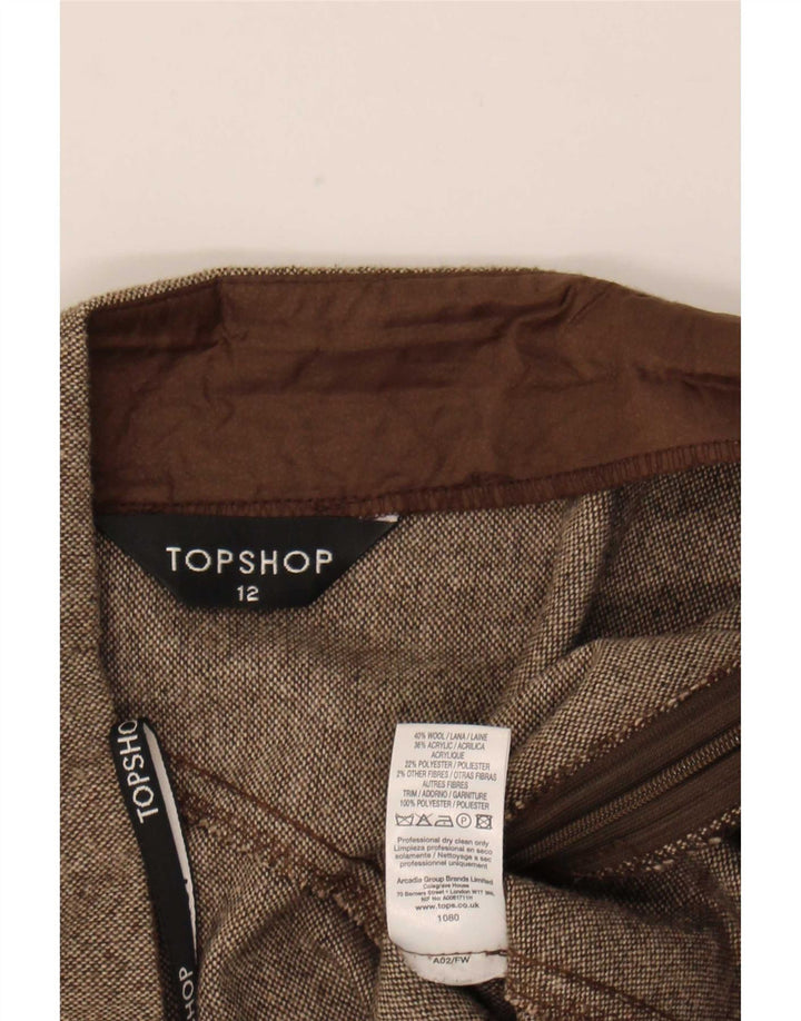 Fusta în formă de A pentru femei Topshop UK 12 Medium W32 Lână maro