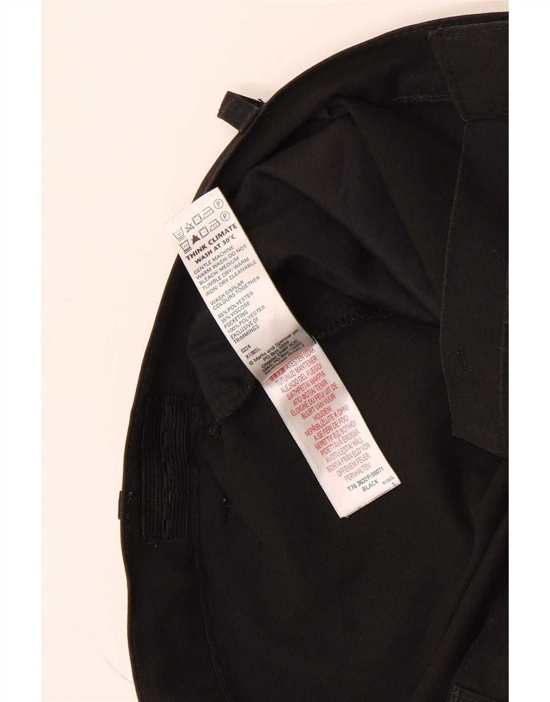 Marks & Spencer Pantaloni subțiri pentru băieți 15-16 ani L34 L29 Poliester negru