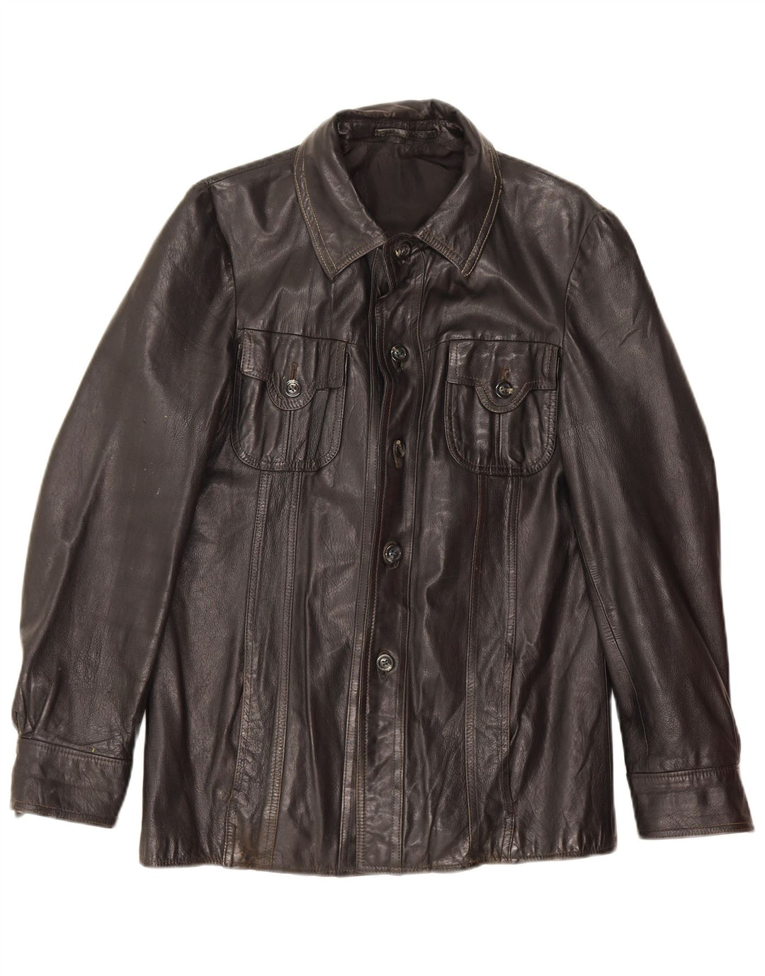 Jachetă de piele vintage pentru bărbați UK 36 Small Black