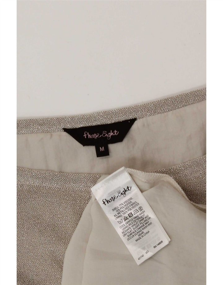 Phase Eight Bluză supradimensionată pentru femei UK 14 Medium Silver Viscose