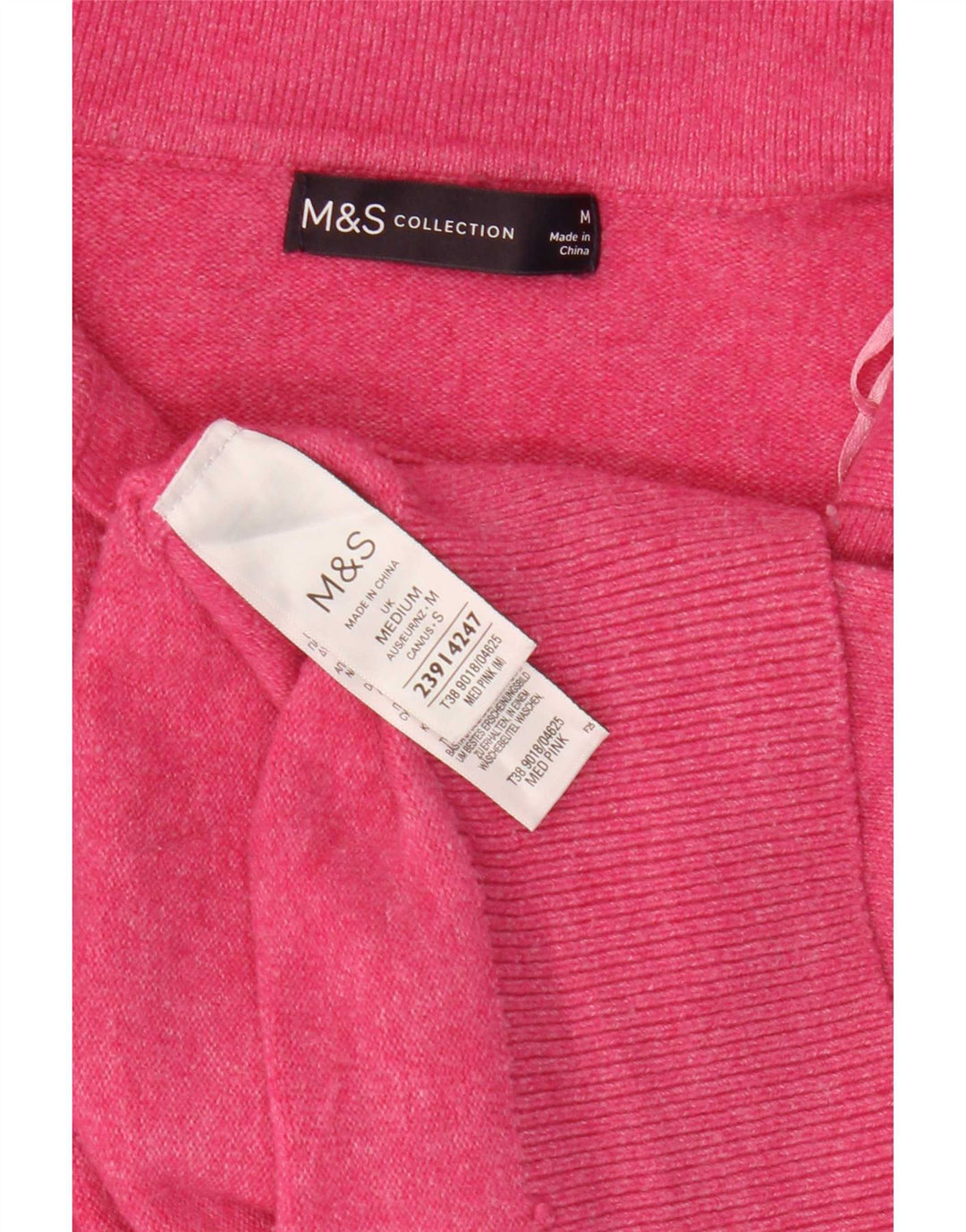 Marks & Spencer Pulover cu gât polo pentru femei UK 14 Poliester roz mediu